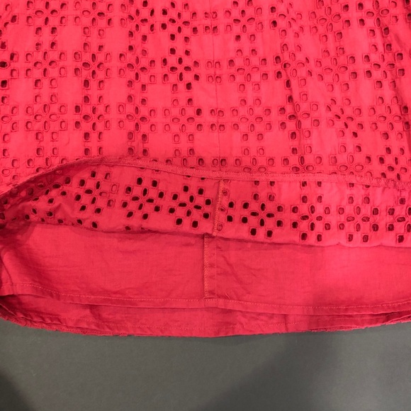 Madewell Red Eyelet Short Sleeved Cut-out Dress 8 - Picture 6 of 7